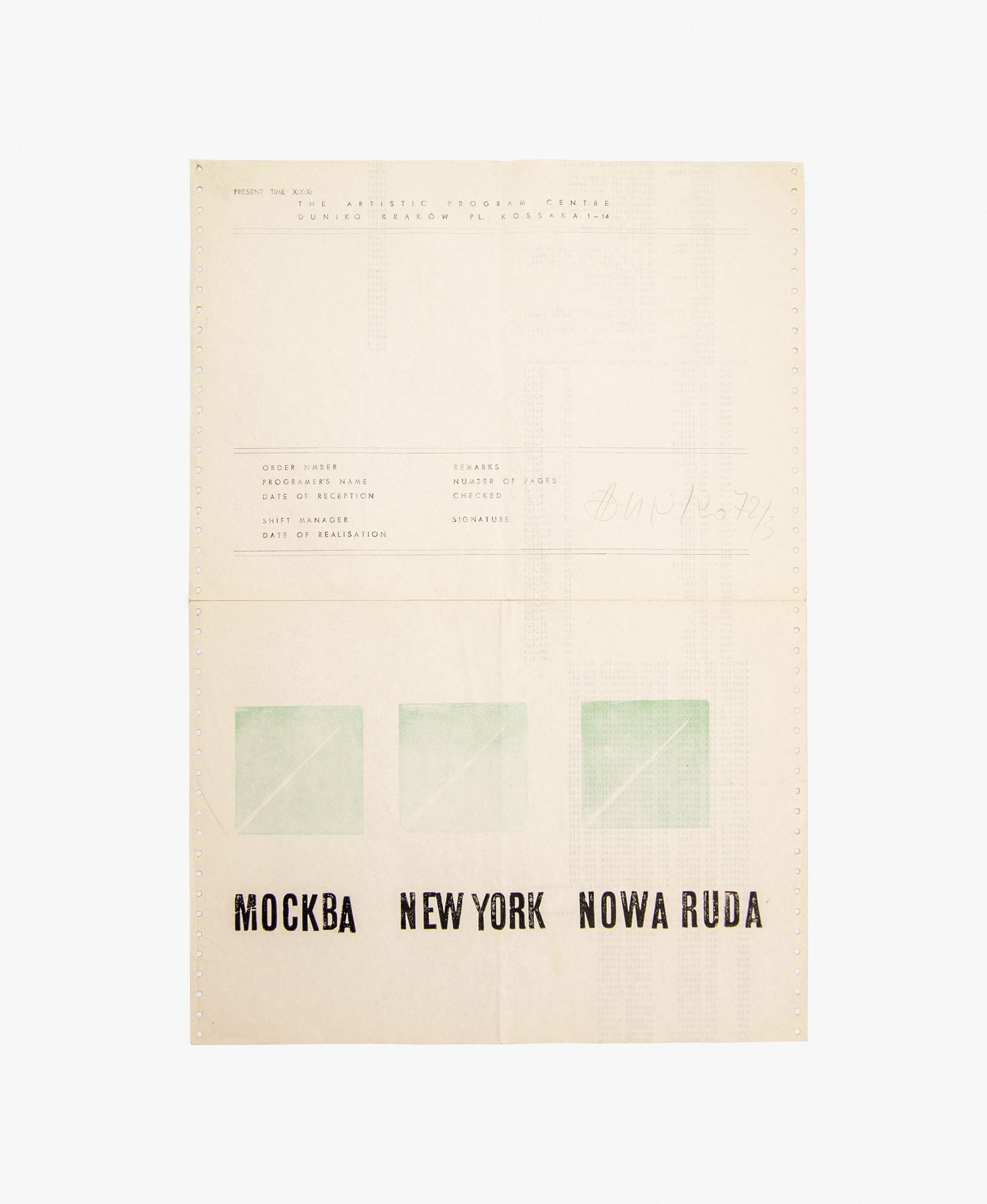 Wincenty Dunikowski-Duniko, Mocba, New York, Nowa Ruda, 1973